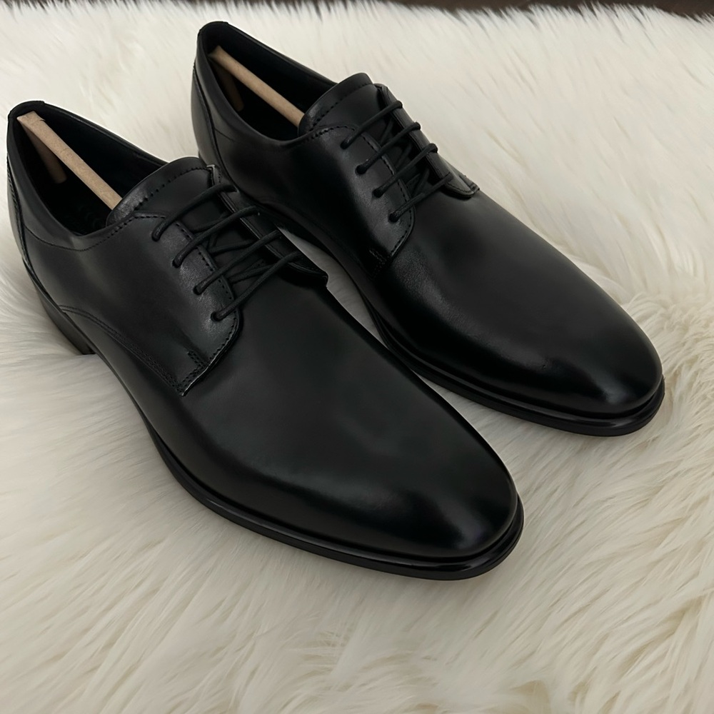 Ecco City Tray Tech Lace Up Dress Shoe Leather Black NIB Size EU 43 9 9.5